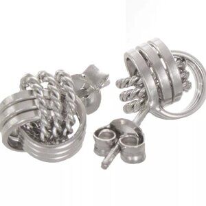 Sterling Silver Round Knot Shape Women's Earrings 9mm